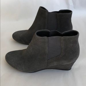 Gray Nine West wedge booties
